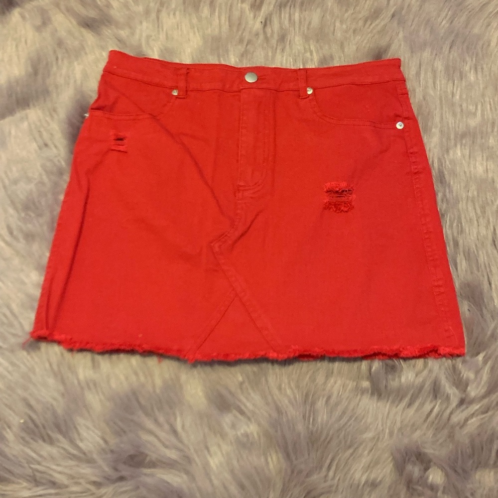 Red mini skirt